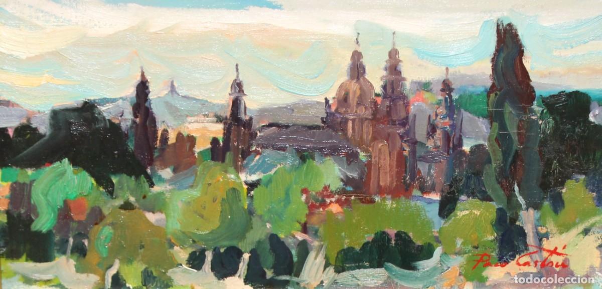Arte: PACO CASTON (XX) OLEO SOBRE TELA TITULADO ATARDECER EN MONTJUICH