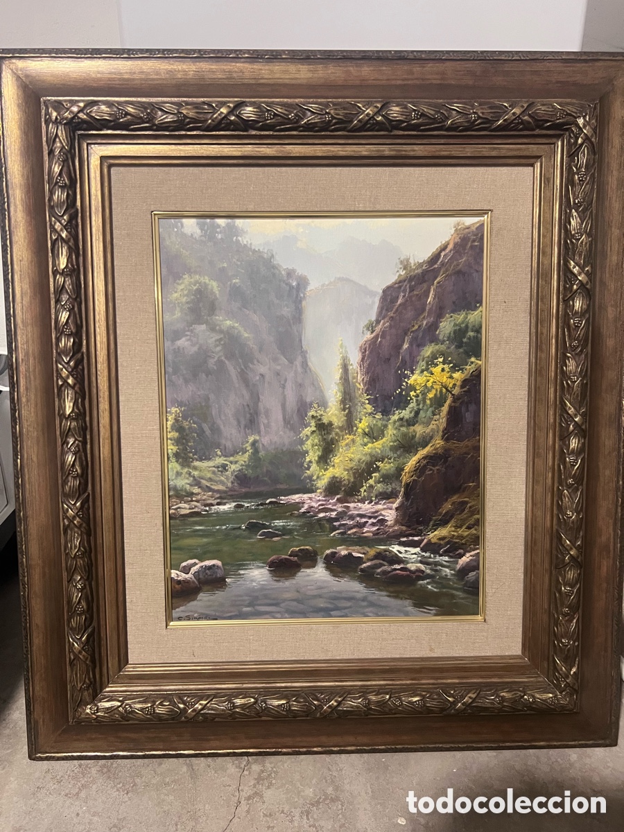 Arte: Cuadro &Oacute;leo Carlos Sempere - Paisaje Fluvial / Desfiladero de Monta&ntilde;a (Marco 83x73)