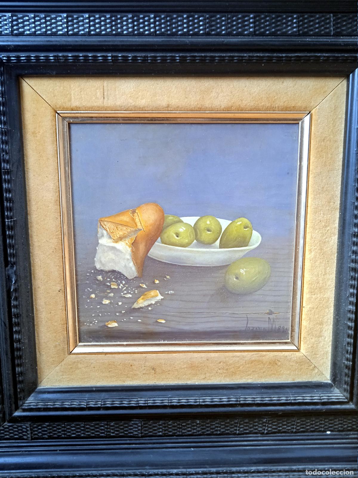 Arte: Mariano Lozano (1942-2021): Bodeg&oacute;n con mendrugo de pan y aceitunas