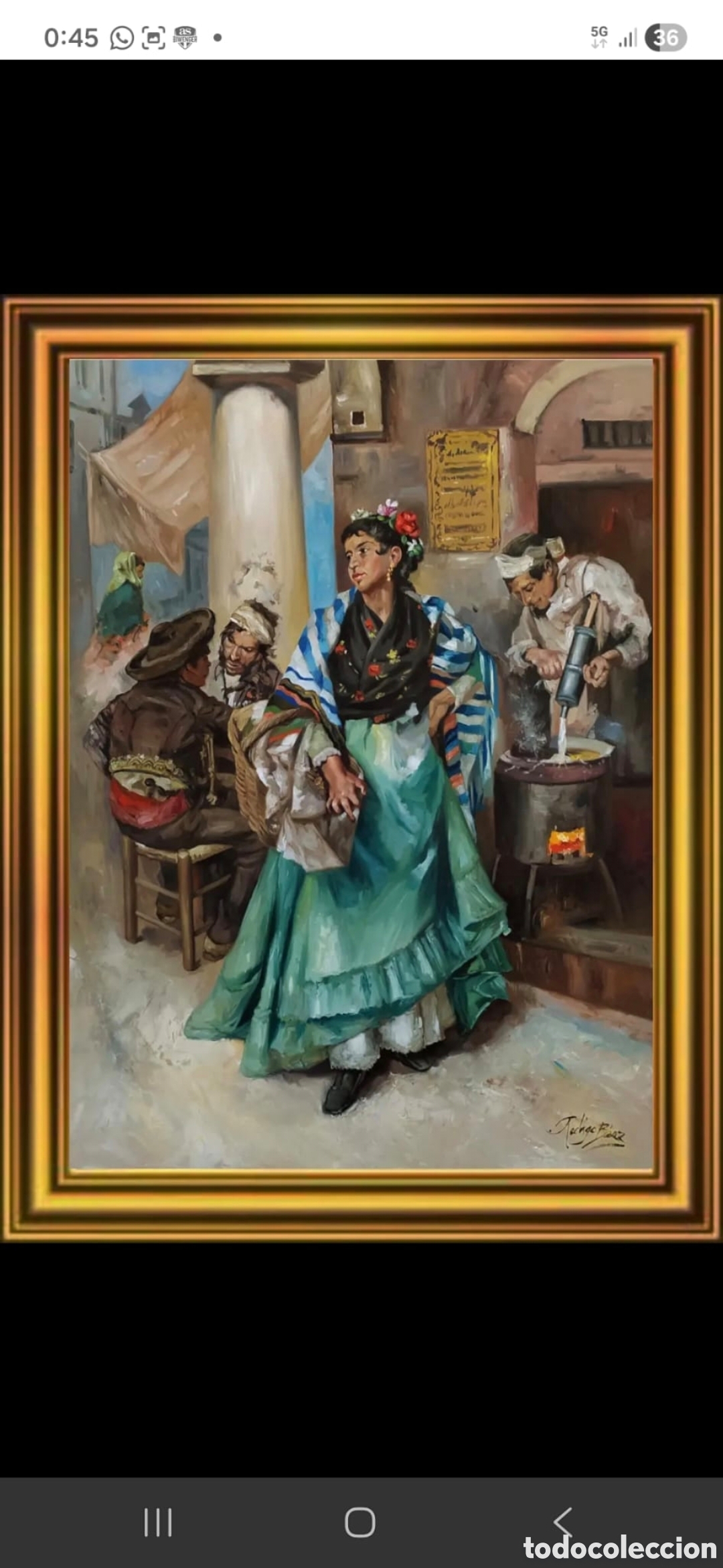 Arte: Oleo obra costumbrista de rodrigo baez 86x66