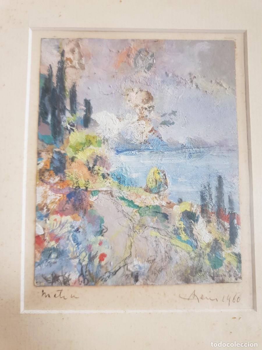 Arte: Pintura louis azema oleo sobre carton firmado y fechado y dedicado por detras 1960