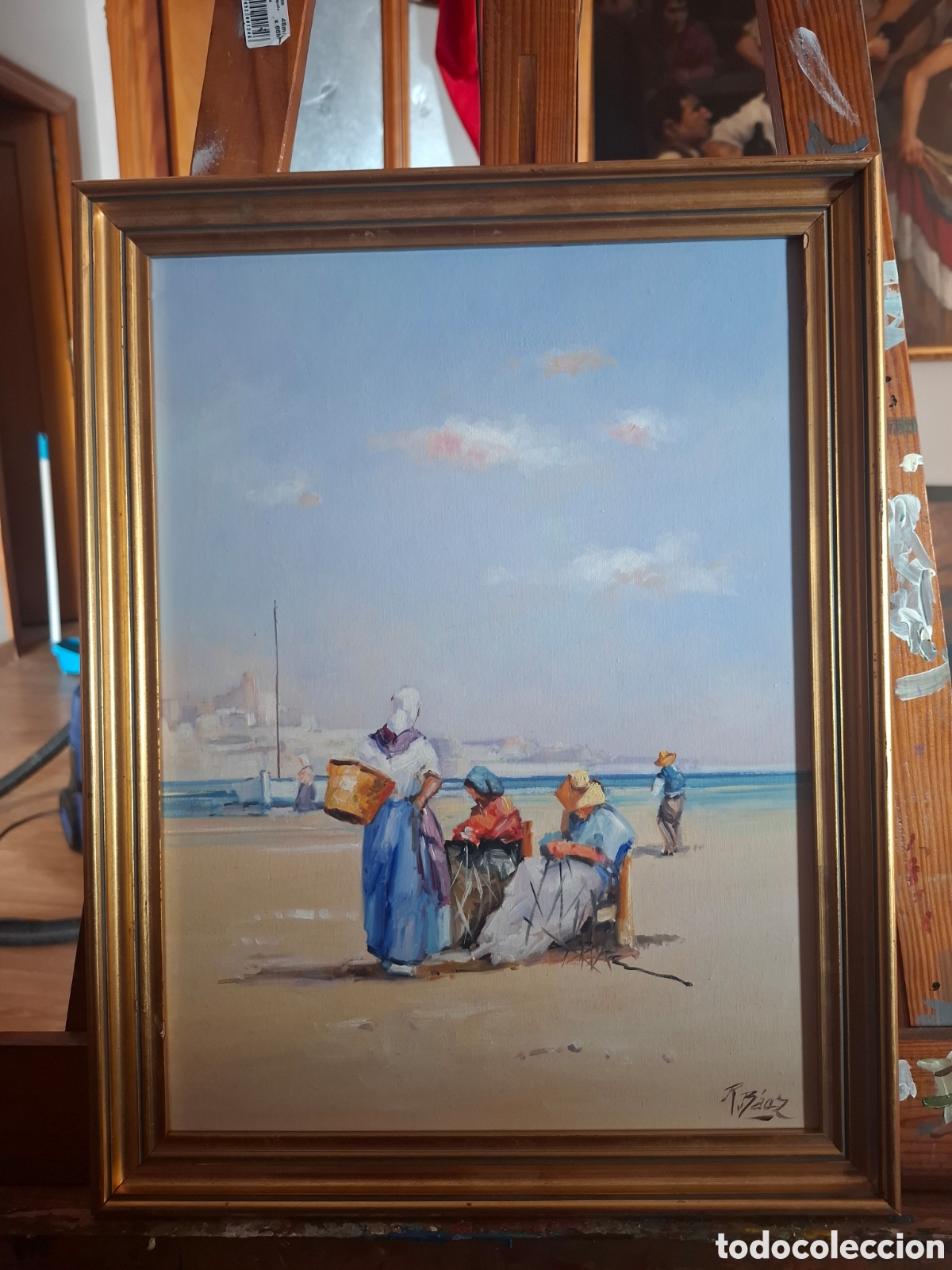 Arte: Oleo bonita marina de rodrigo baez 44x34