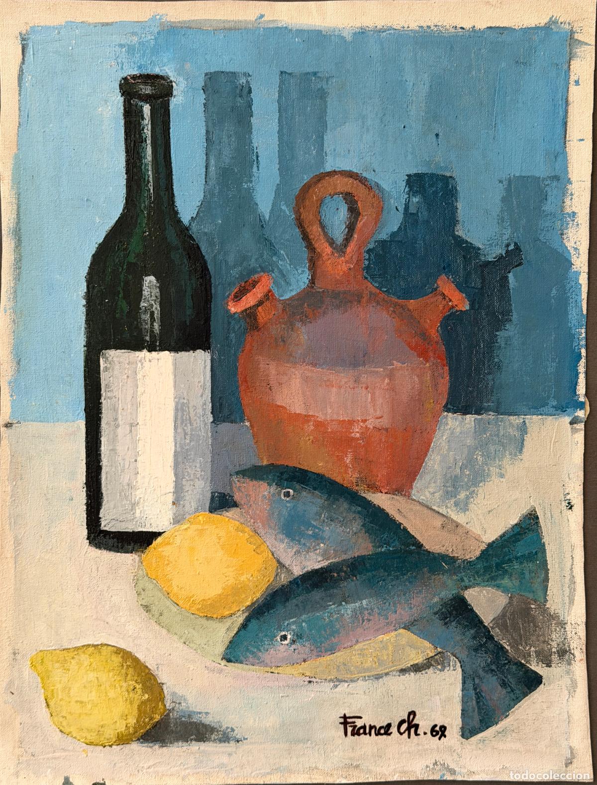 Arte: France ch. &Oacute;leo lienzo del a&ntilde;o 1968 . posible France Charles , bodeg&oacute;n , R775