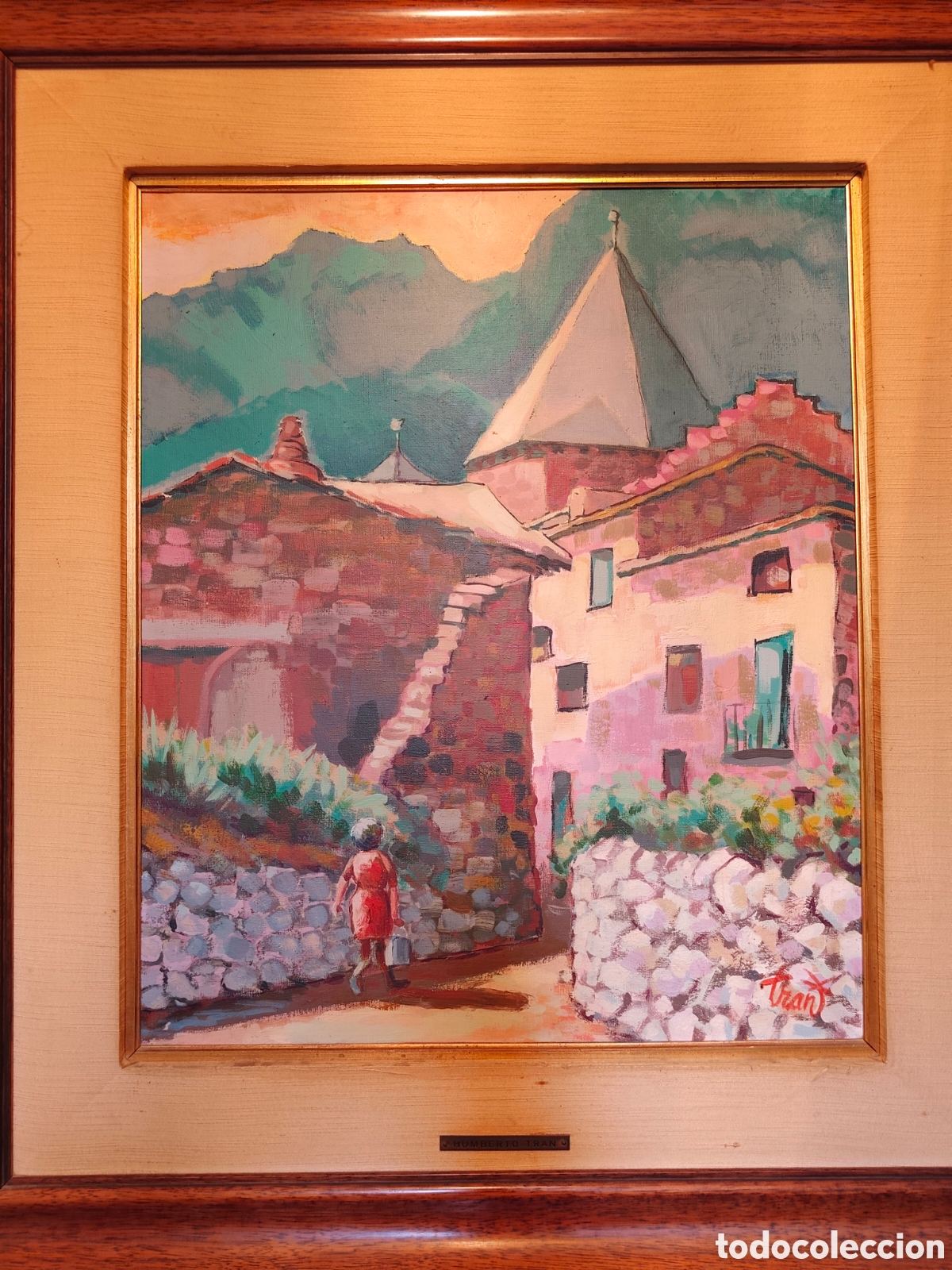 Arte: Humberto Tran &ndash; Paisaje rural con figura, t&eacute;cnica mixta sobre lienzo