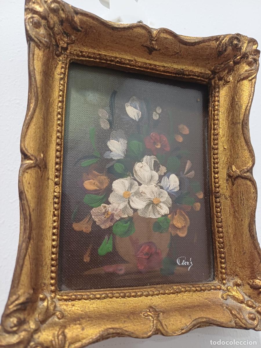 Arte: miniatura / Minicuadro bodeg&oacute;n Flores pintado a mano - Bari Italia