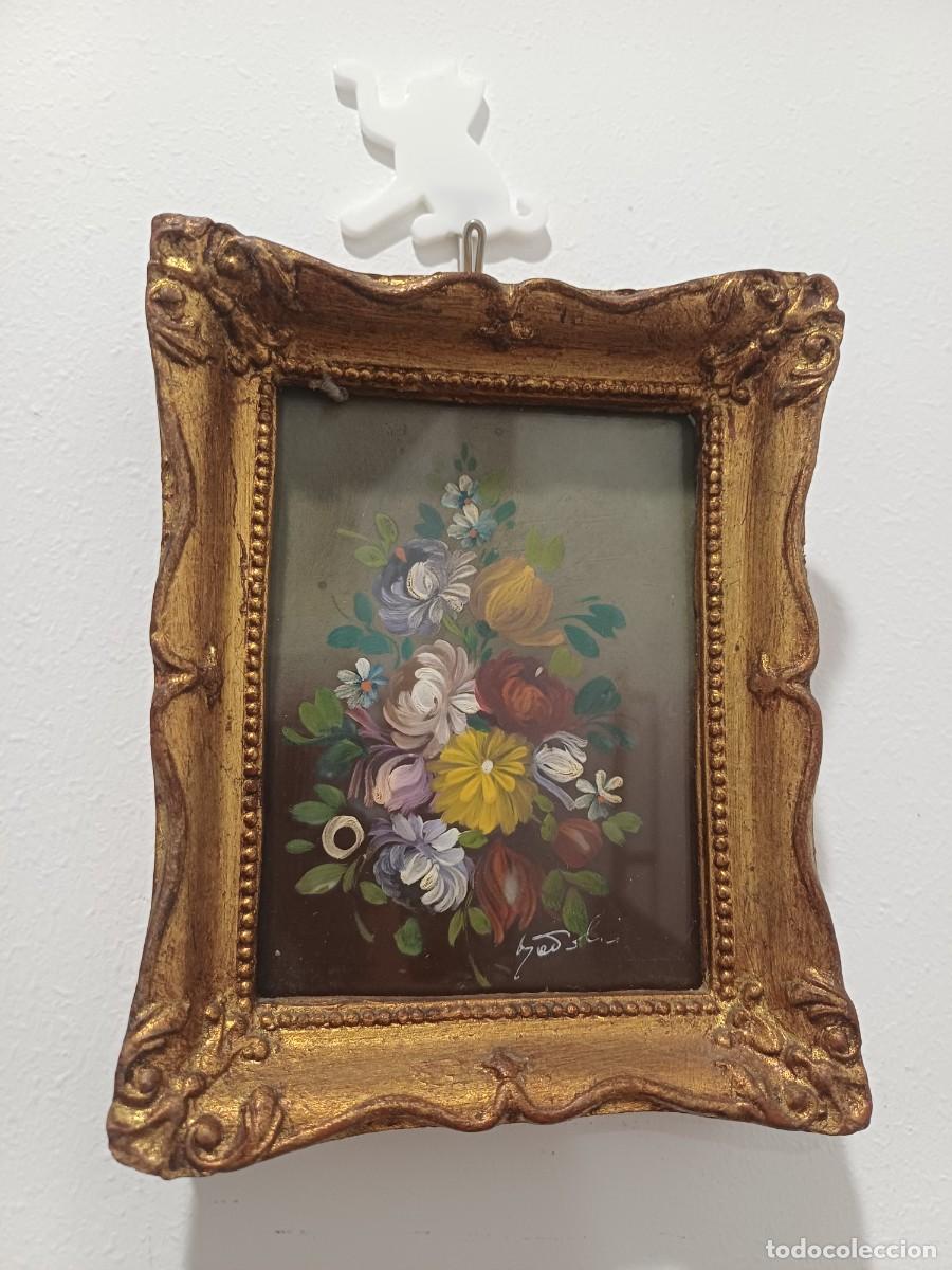 Arte: miniatura / Minicuadro bodeg&oacute;n Flores pintado a mano - Bari Italia