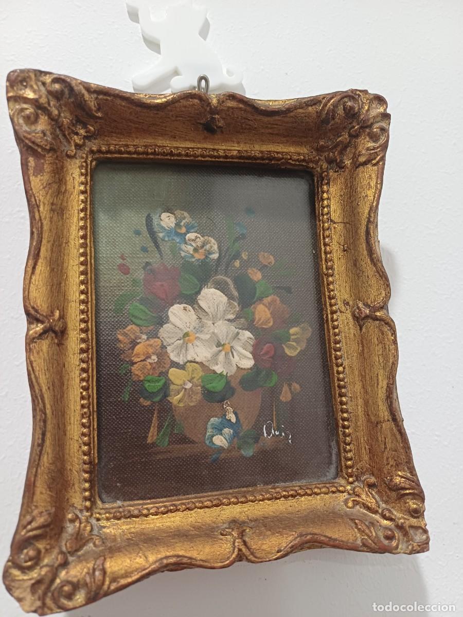 Arte: miniatura / Minicuadro bodeg&oacute;n Flores pintado a mano - Bari Italia