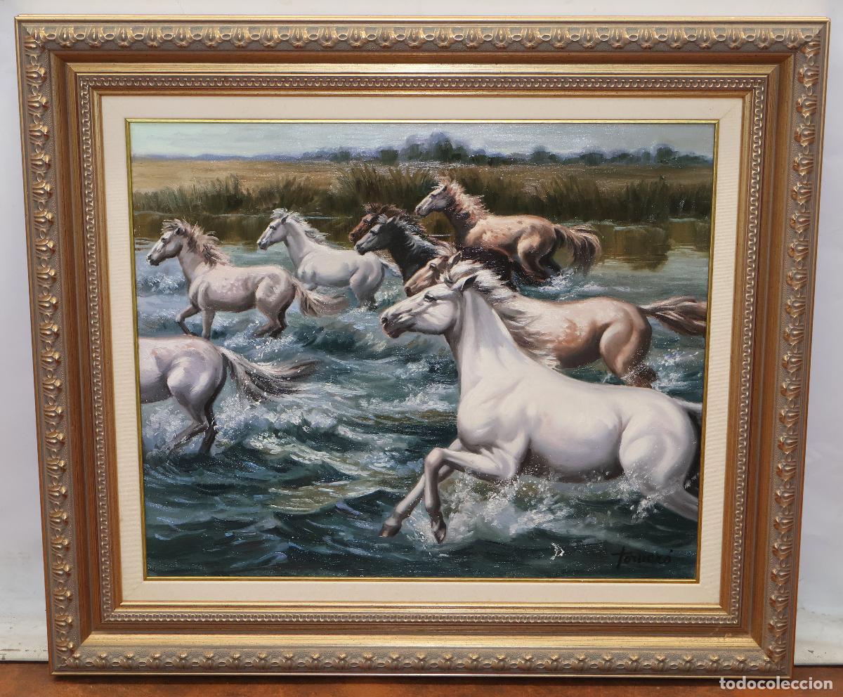 Arte: FRANCESC TORNER&Oacute; G&Oacute;MEZ (1934) OLEO SOBRE TELA. MANADA DE CABALLOS