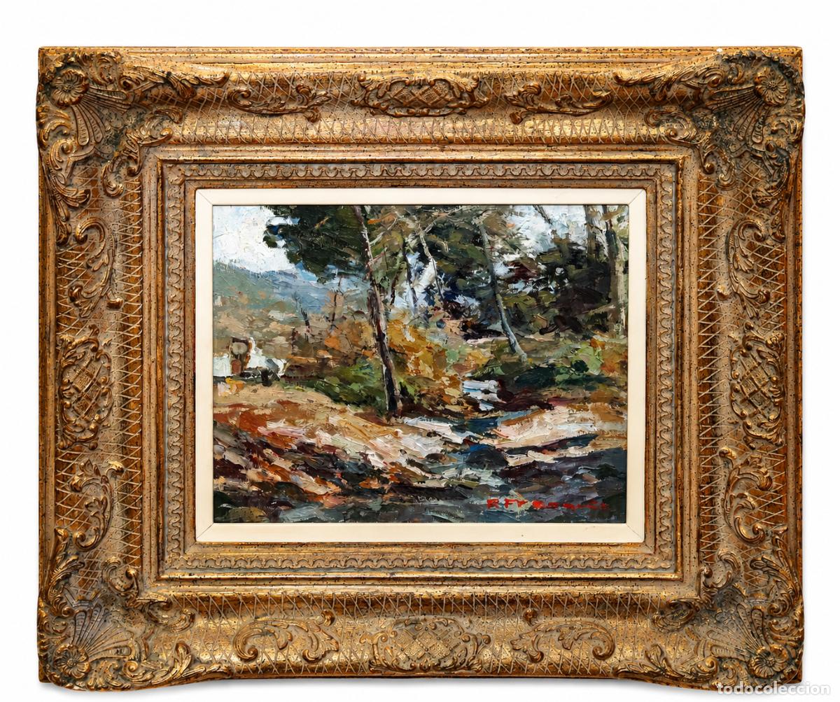 Arte: PASCUAL FRESQUET ALMUR&Iacute;N (1930 - 1998) OLEO SOBRE TELA. PAISAJE DE LA RIBERA BAJA