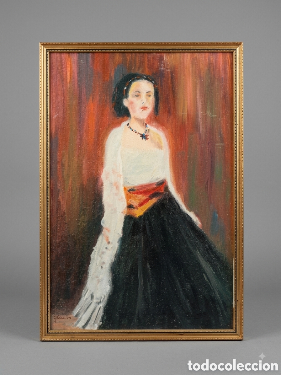 Arte: Excelente &Oacute;leo sobre Lienzo &ndash; Retrato Figurativo de G&eacute;rard C&eacute;cillon (1938&ndash;2019) &ndash; Escuela Francesa