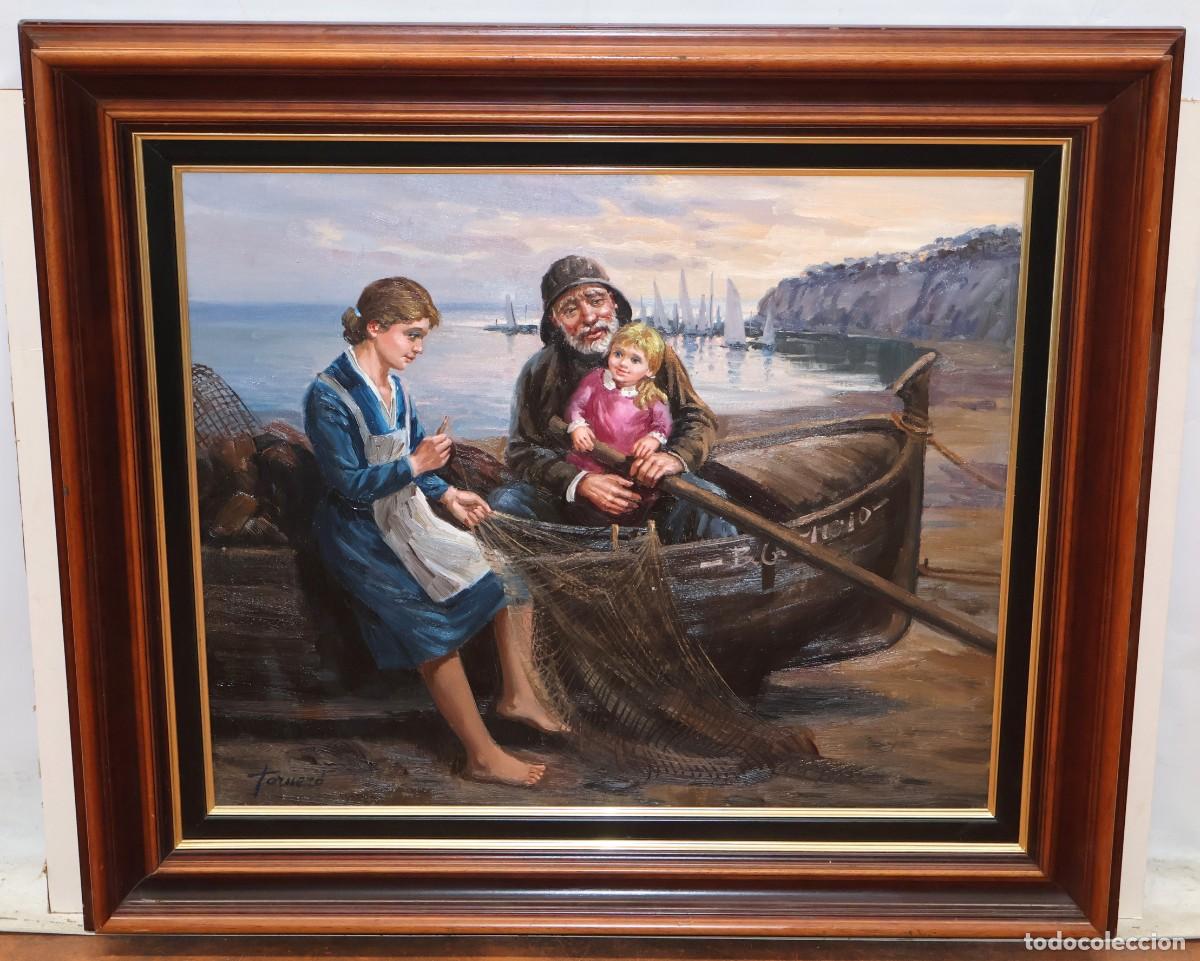 Arte: FRANCESC TORNER&Oacute; G&Oacute;MEZ (1934) OLEO SOBRE TELA. ESCENA MARINERA