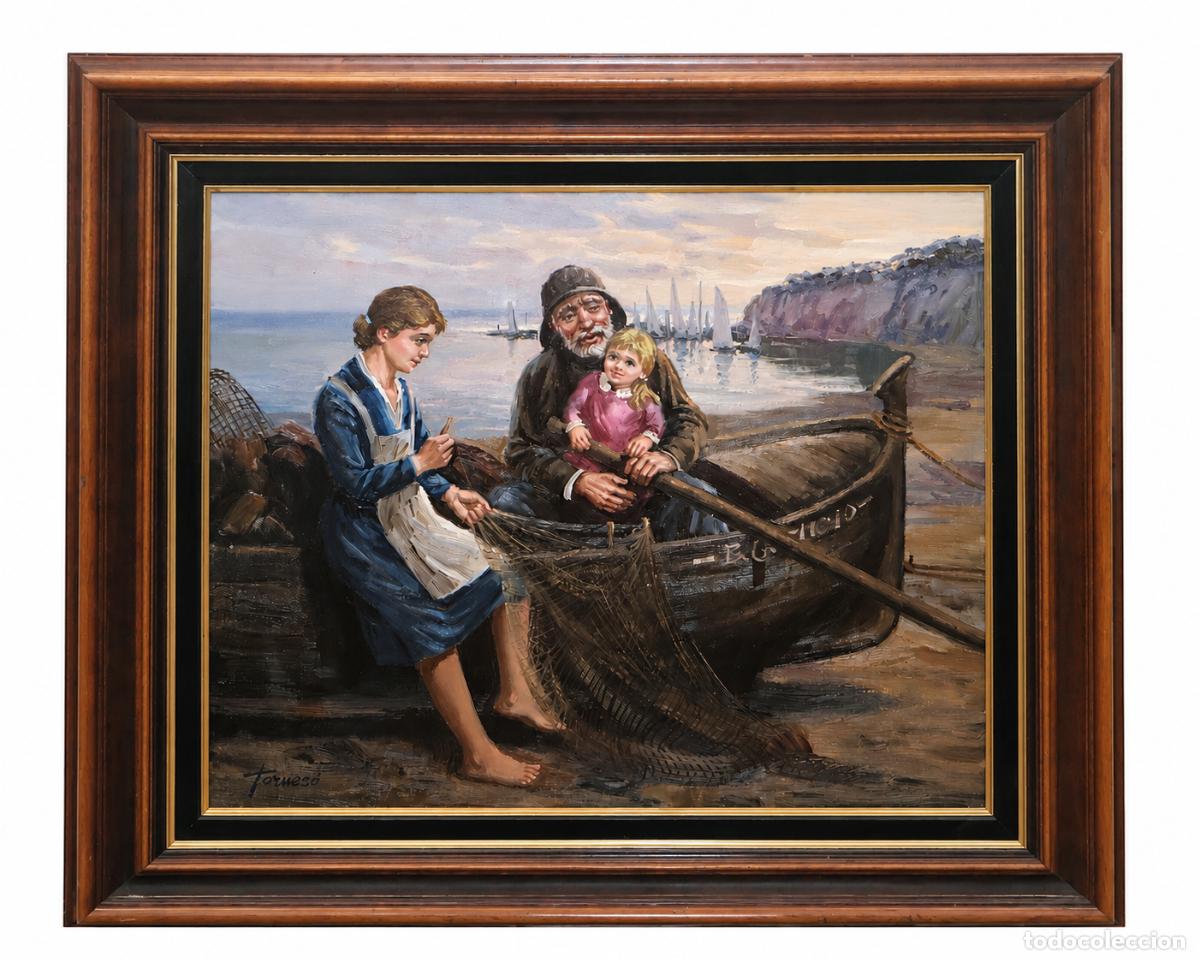 Arte: FRANCESC TORNER&Oacute; G&Oacute;MEZ (1934) OLEO SOBRE TELA. ESCENA MARINERA