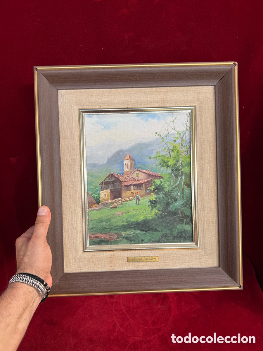 Arte: Antiguo cuadro oleo sobre lienzo,Salvador Caballero