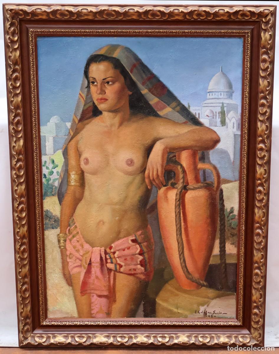 Kunst: FRANCISCO GALOFR&Eacute; SURIS - ESCENA ORIENTALISTA - A&Ntilde;O 1948 - &Oacute;LEO SOBRE TELA