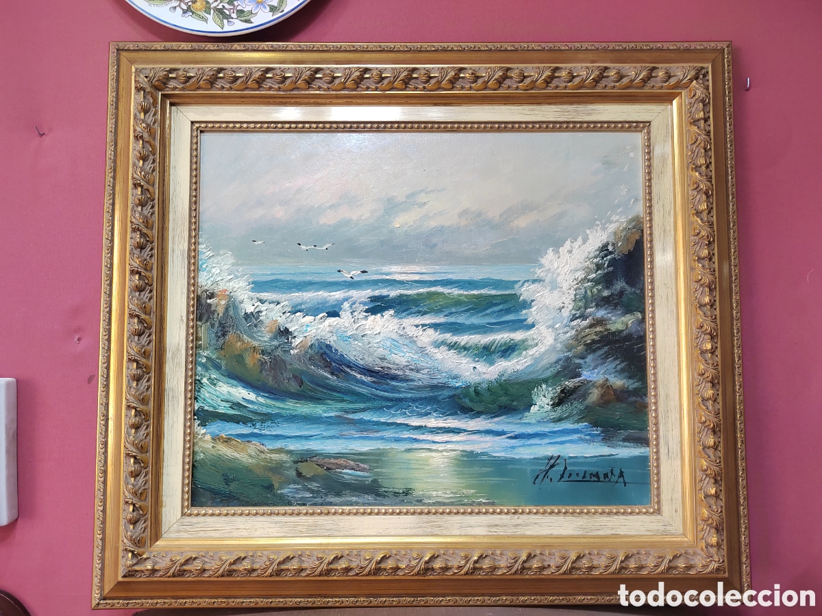 Arte: &Oacute;leo sobre lienzo de pintor costumbrista valenciano Rocamora padre &oacute;leo a esp&aacute;tula