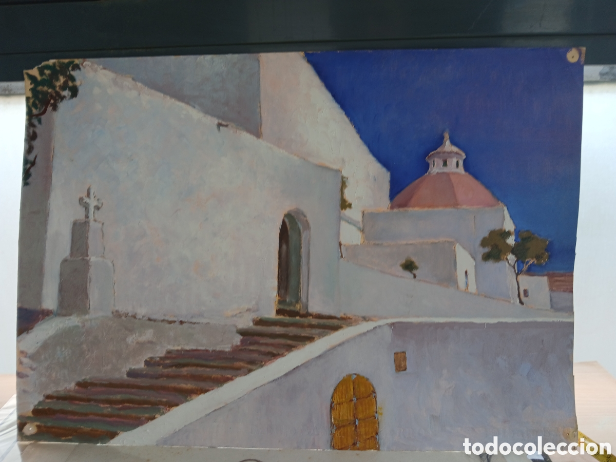 Arte: Pintura al oleo de ibiza sin firma