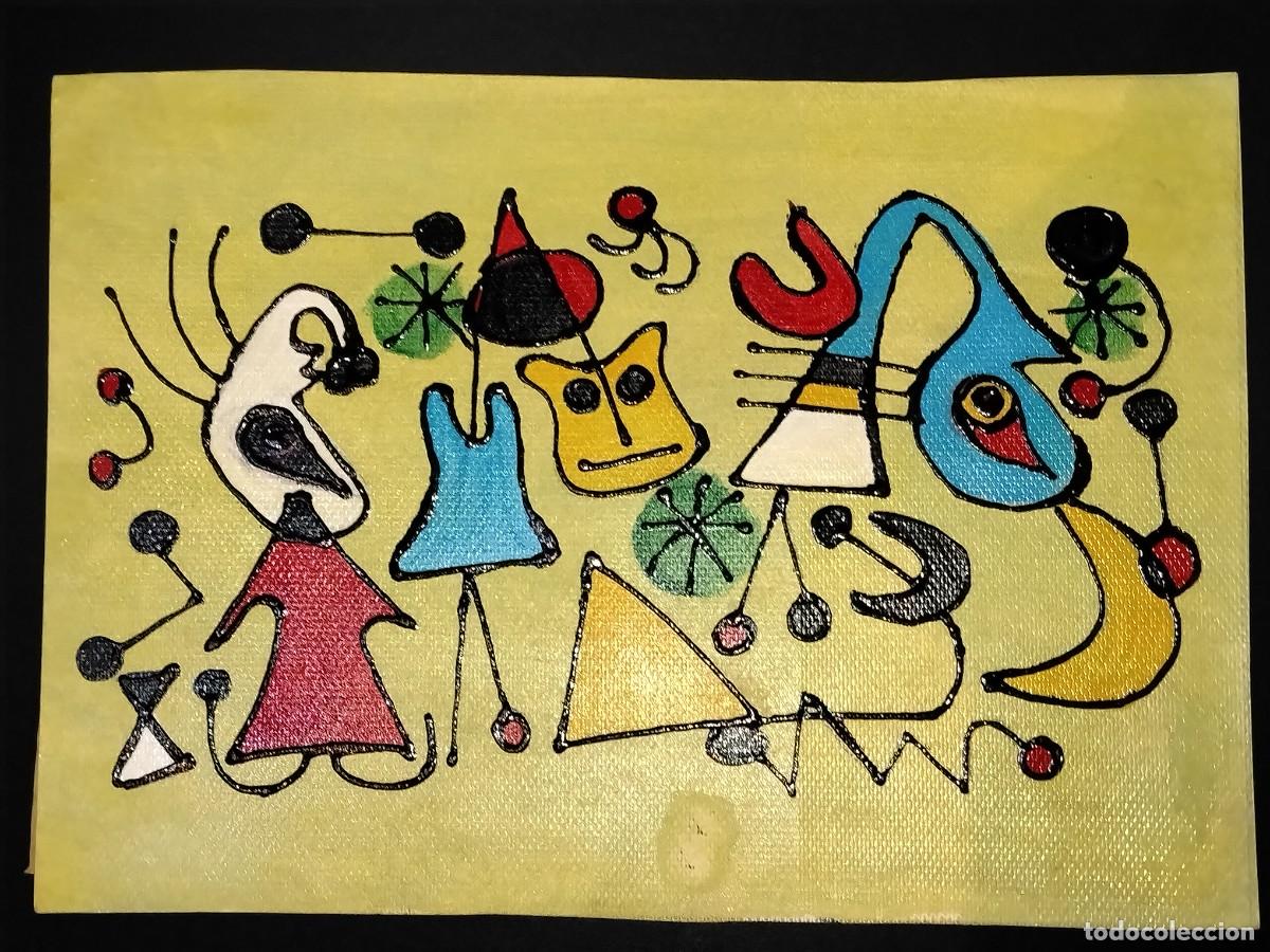 Arte: LAMINA INSPIRADA EN LA OBRA SURREALISTA DEL PINTOR CATAL&Aacute;N JOAN MIR&Oacute; &rdquo;MUJER Y P&Aacute;JARO EN LA NOCHE&rdquo;