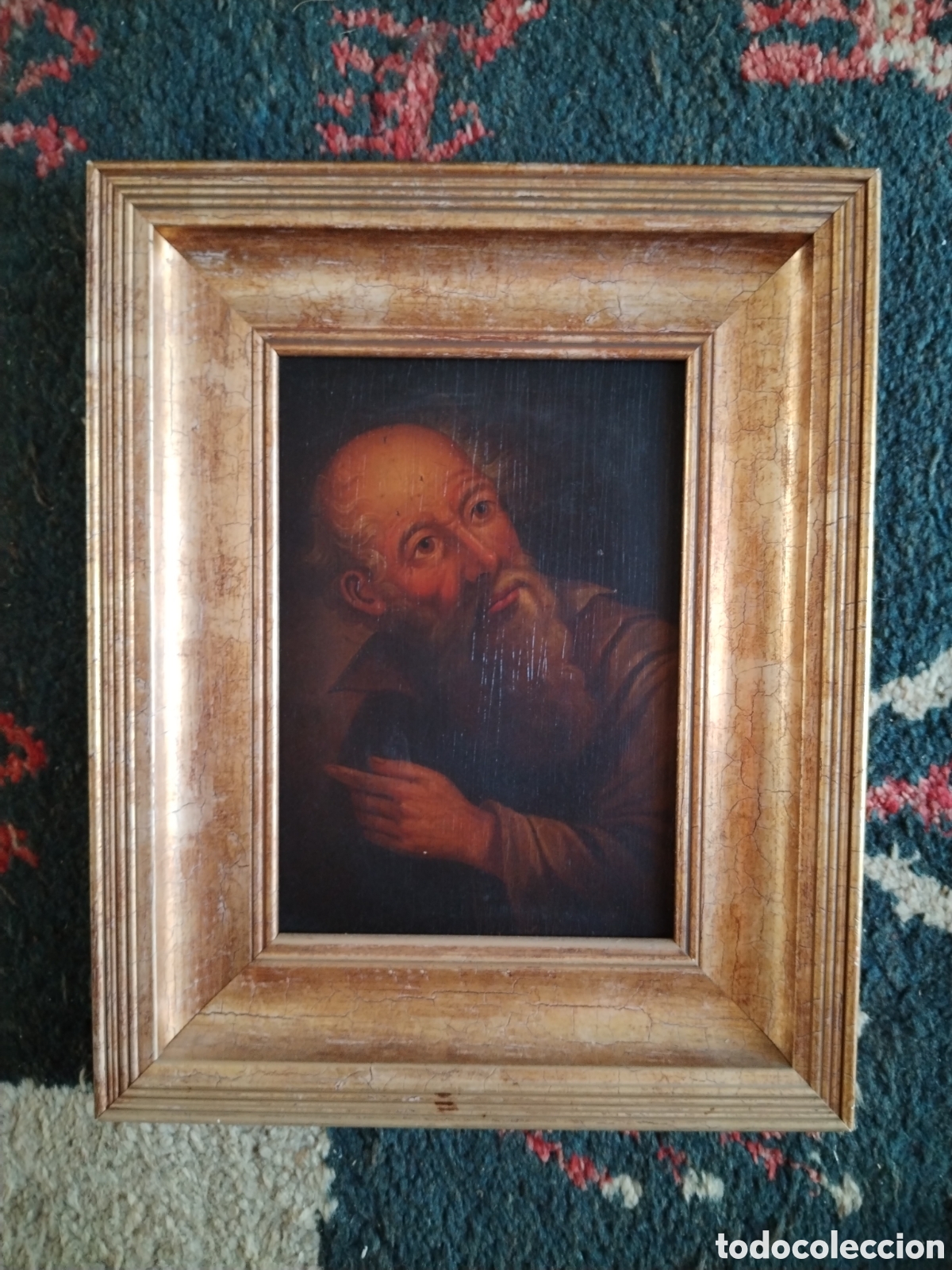Arte: &Oacute;leo sobre tabla antiguo, sin firma visible.