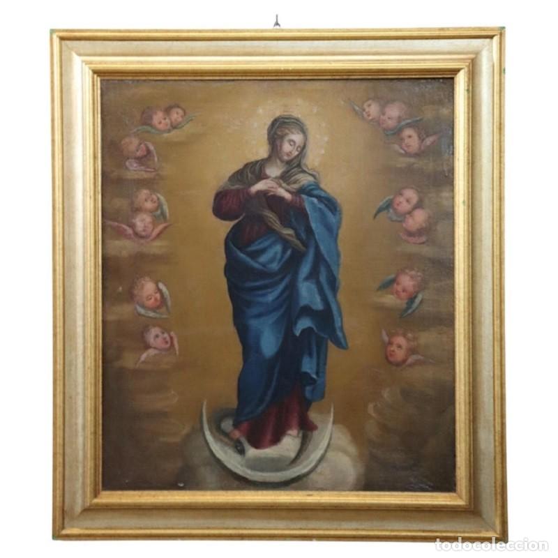Arte: &Oacute;leo sobre lienzo, Inmaculada Concepci&oacute;n, Italia, siglo XVIII