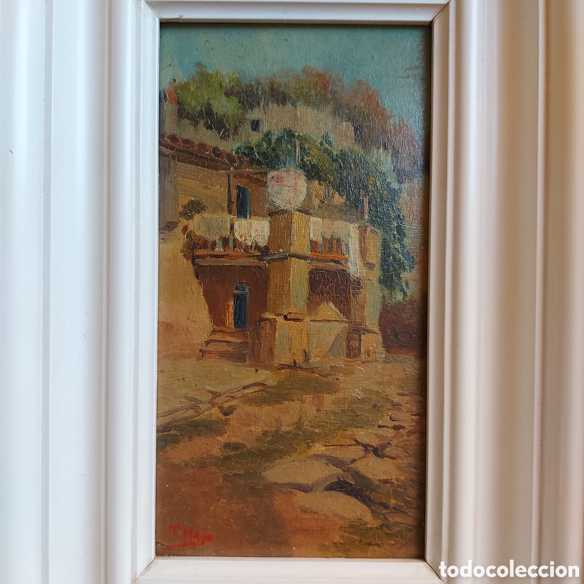 Arte: F.MAYO APUNTE CASA RURAL OLEO EPOCA