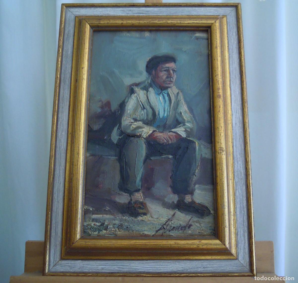 Arte: Francisco Arnedo Linares &ndash; &Oacute;leo sobre lienzo &ndash; Hombre sentado