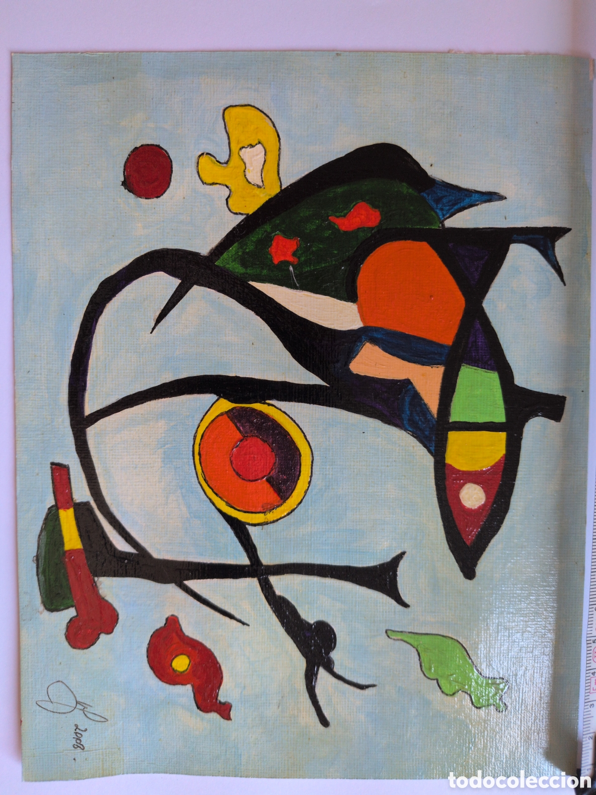 Arte: 3 laminas al oleo estilo Miro - Foto 4