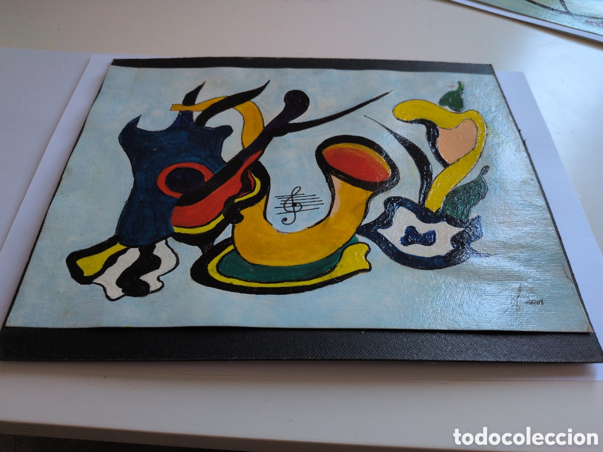 Arte: 4 laminas al oleo estilo Miro