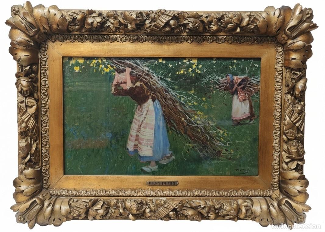 Arte: Alberto Pla y Rubio (1867-1937). &Oacute;leo/lienzo 50 x 30 cm. Campesinas. Firmado. Obra de museo.