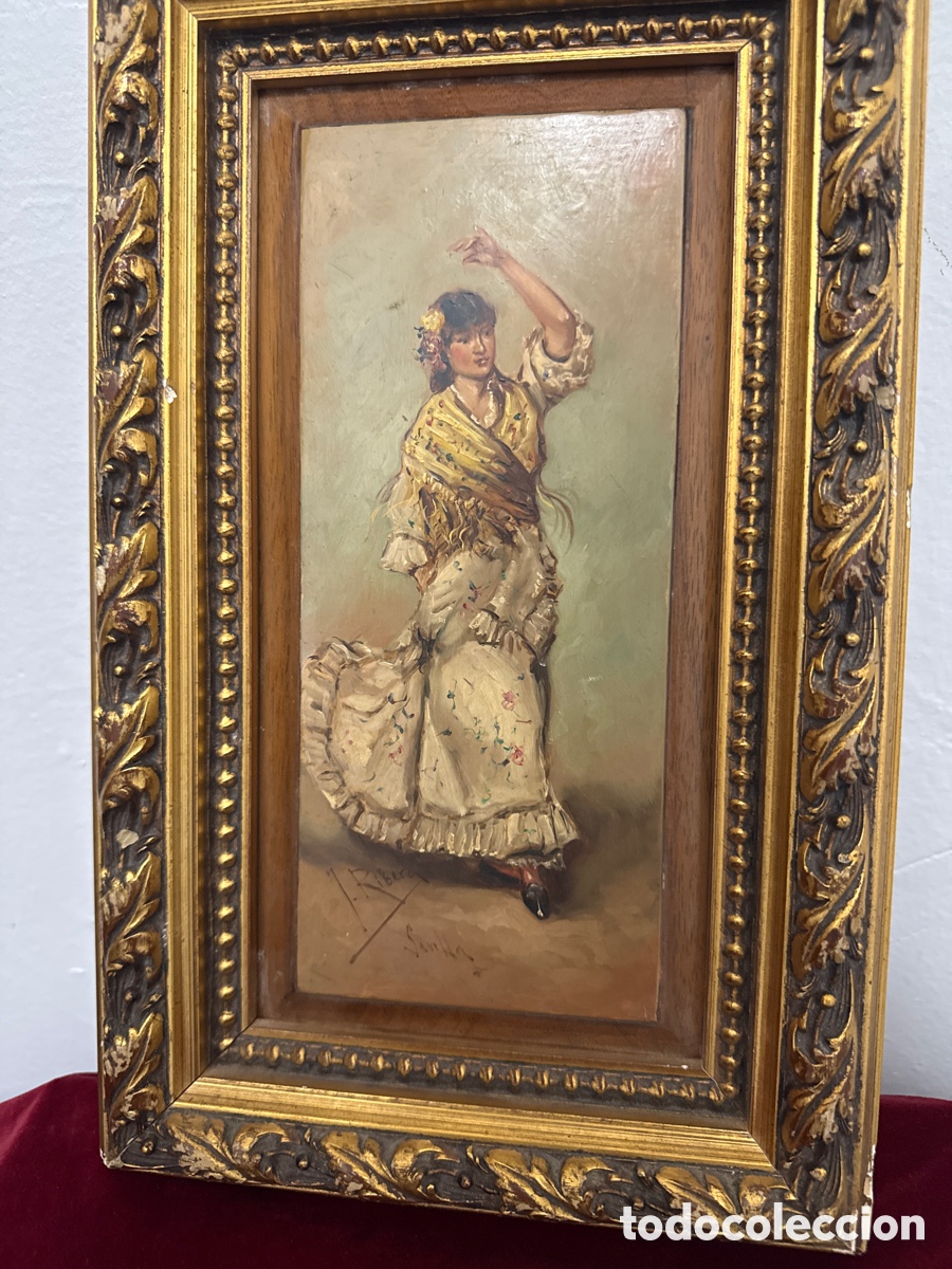 Arte: &Oacute;leo sobre tabla Manola. Escuela sevillana. Firmado