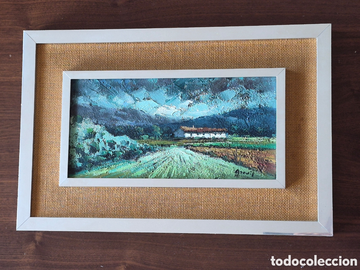 Arte: ilegible. Bonito paisaje,oleo sobre tablex. Firmado