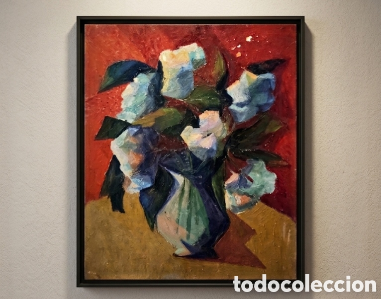 Arte: &Oacute;leo sobre tabla Flores