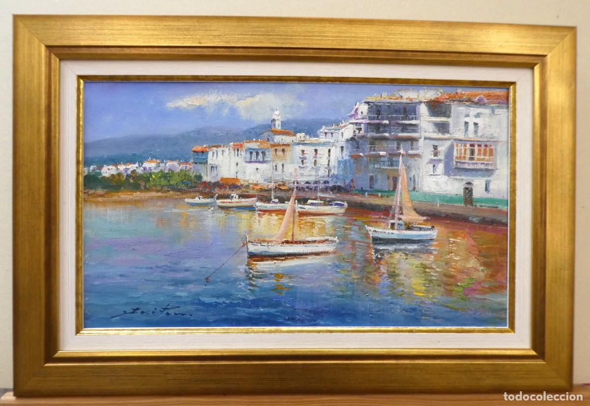 Arte: Bonito oleo con marco de Cadaqu&eacute;s, firmado Jos&eacute; Ferri mide 41X24 cm y 52X35 cm con el marco