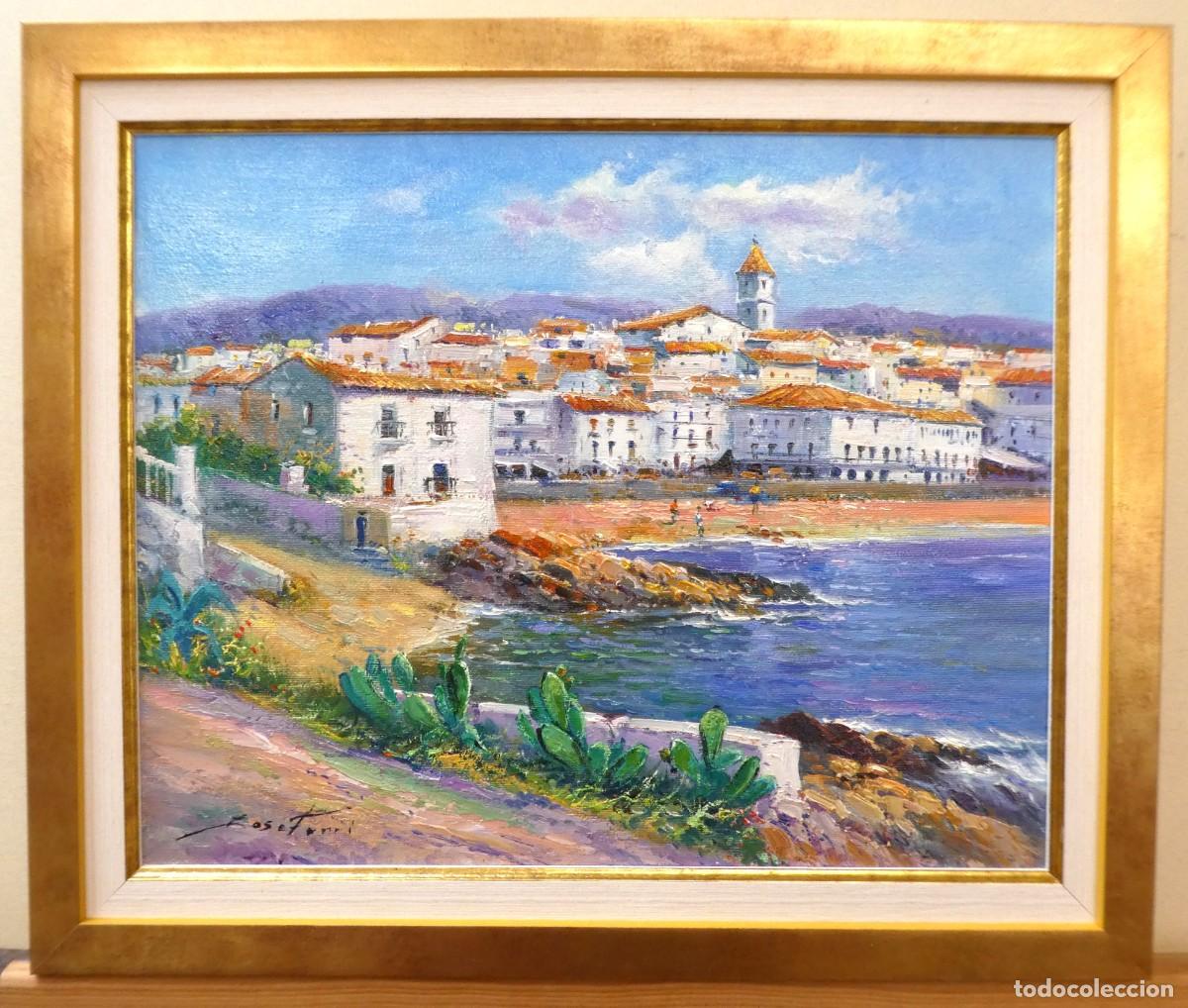Arte: Oleo con marco de La localidad de Denia , firmado Jos&eacute; Ferri mide 41X24 cm y 49X41 cm con marco