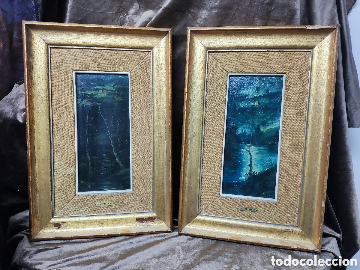 Arte: MART&Iacute;N RICO, PAREJA DE PAISAJES NOCTURNOS, &Oacute;LEO SOBRE TABLA