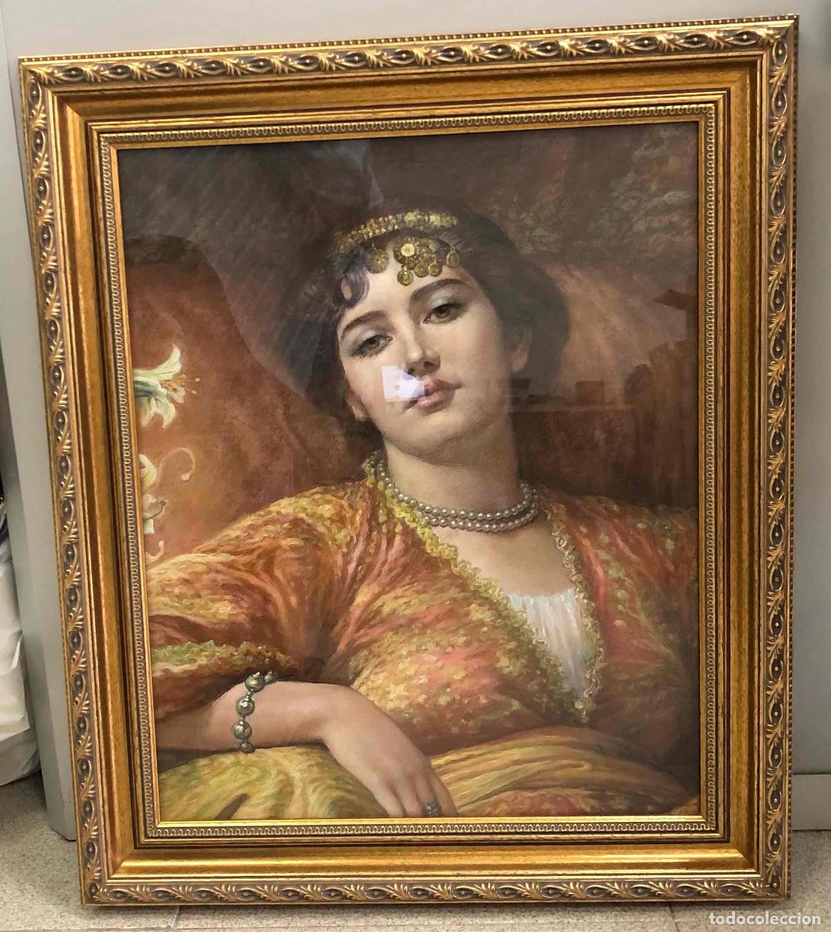 Arte: PASTEL RETRATO FEMENINO ODELISCA. REALIZADO POR EL ARTISTA DE LAS PALMAS MARIO SILVA. SIGLO XX