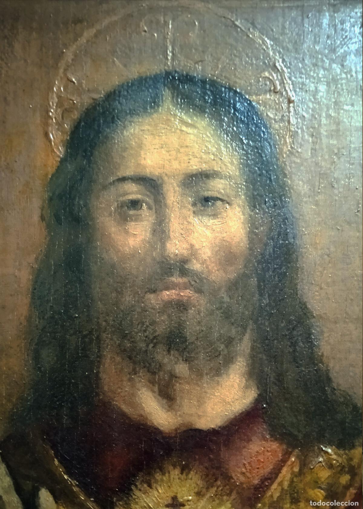 Arte: Coraz&oacute;n Sagrado de Jes&uacute;s-&Oacute;leo sobre tabla - Foto 4
