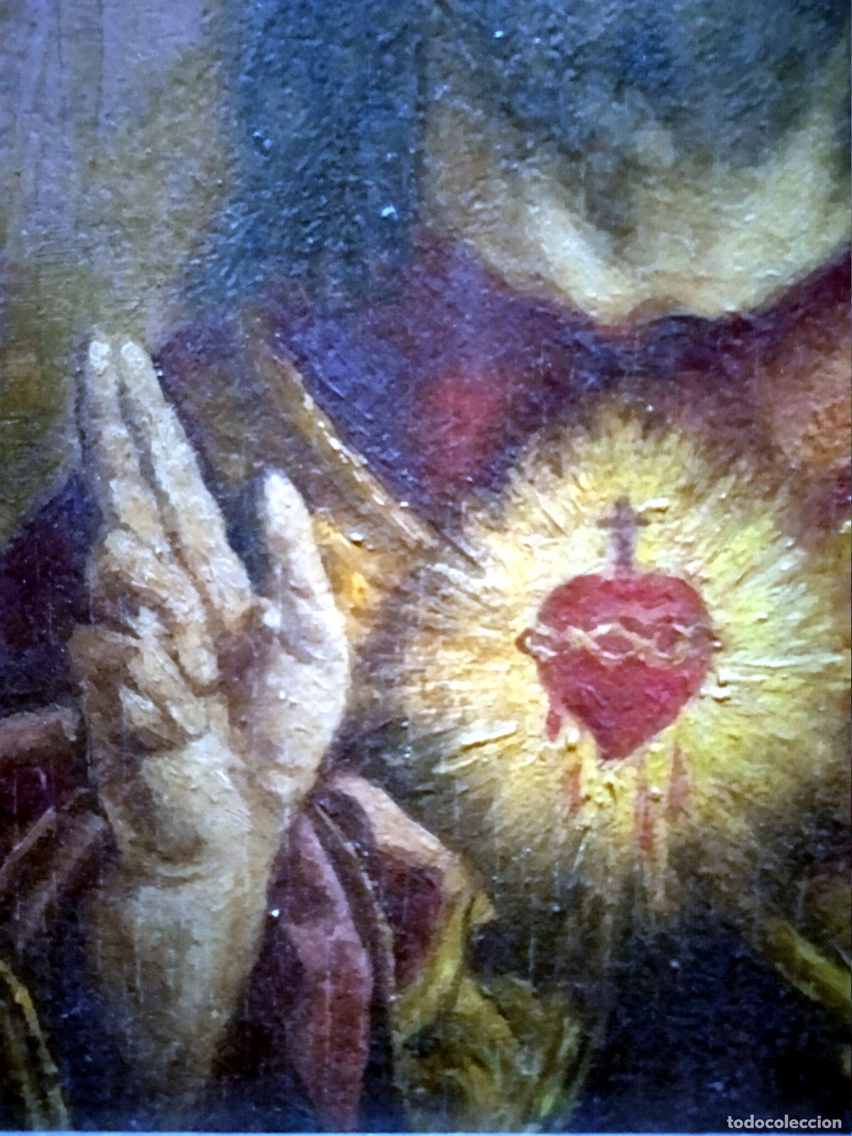 Arte: Coraz&oacute;n Sagrado de Jes&uacute;s-&Oacute;leo sobre tabla - Foto 7