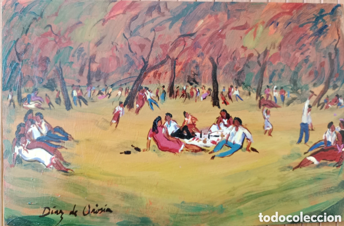 Arte: D&Iacute;AZ DE OROSIA ROMER&Iacute;A &Oacute;LEO SOBRE TABLA PINTOR ASTURIANO