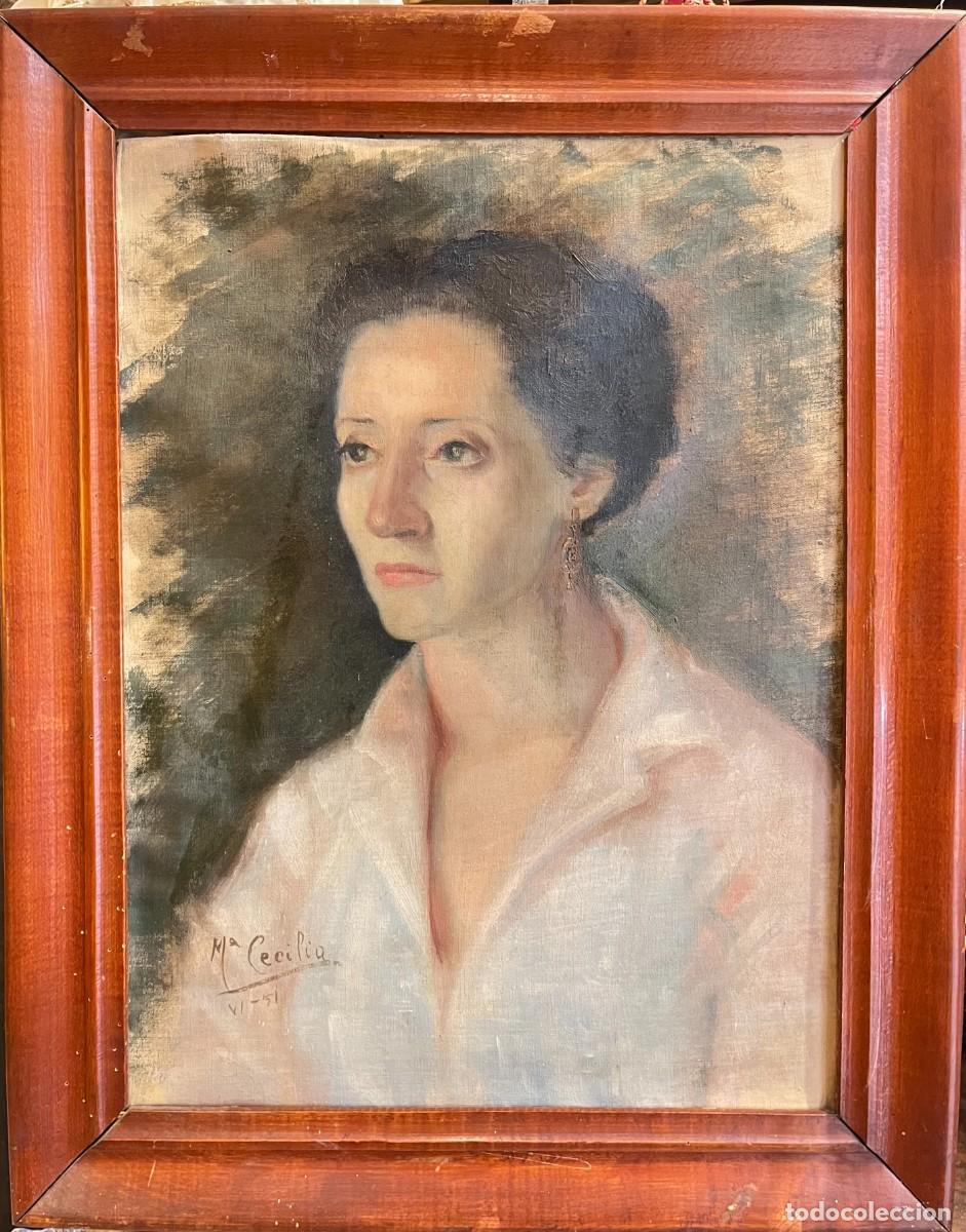 Arte: MARIA CECILIA MARTIN IGLESIAS OLEO LIENZO DOS RETRATOS DOBLE CARA SALAMANCA 1951