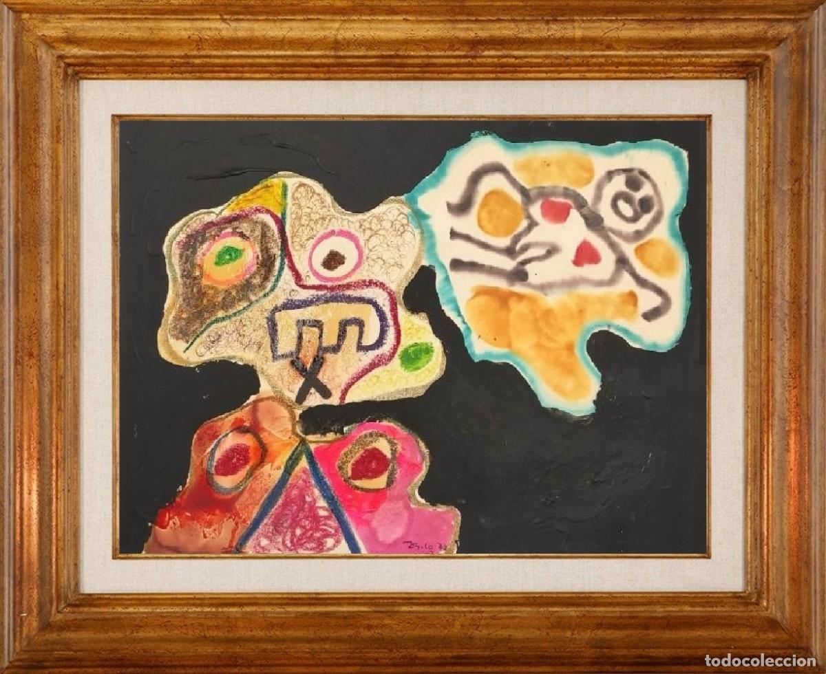 Arte: Ignacio Carles-Tolr&aacute; (1928&ndash;2019). T&eacute;c. mix. 30 x 21 cm. Les T&ecirc;tes 1972. Art Brut. Firmado y fechado.