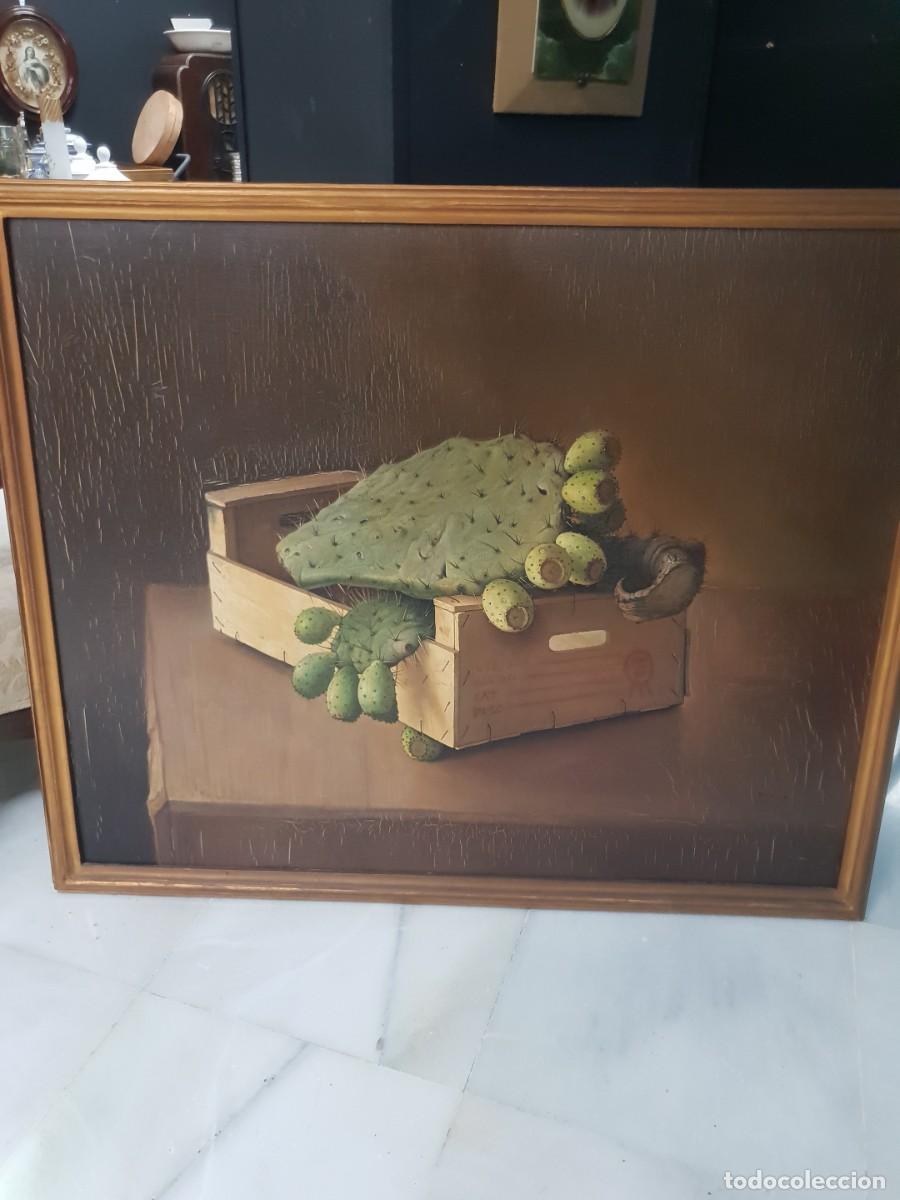 Arte: Oleo sobre lienzo pintor jerezano paco toro bodegon chumberas