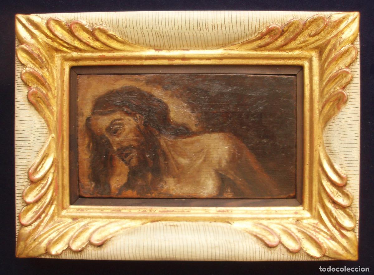 Arte: CRISTO, ATADO A LA COLUMNA. &Oacute;LEO SOBRE TABLA. SIGLO XVIII.