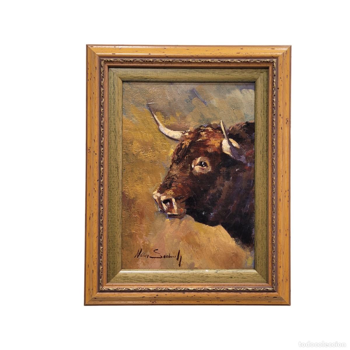 Arte: &Oacute;leo sobre cart&oacute;n &ldquo;Retrato de toro&rdquo;, N&uacute;&ntilde;ez Sambucety, s. XXI - Valladolid, Espa&ntilde;a