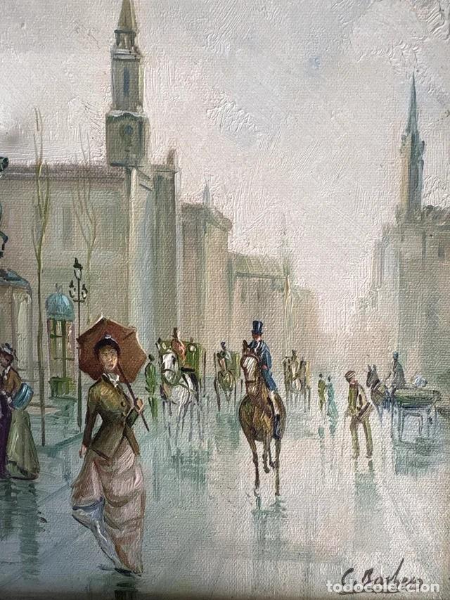 Arte: CARLOS BARBER. OLEO SOBRE LIENZO. ESCENA CALLE PARISINA.
