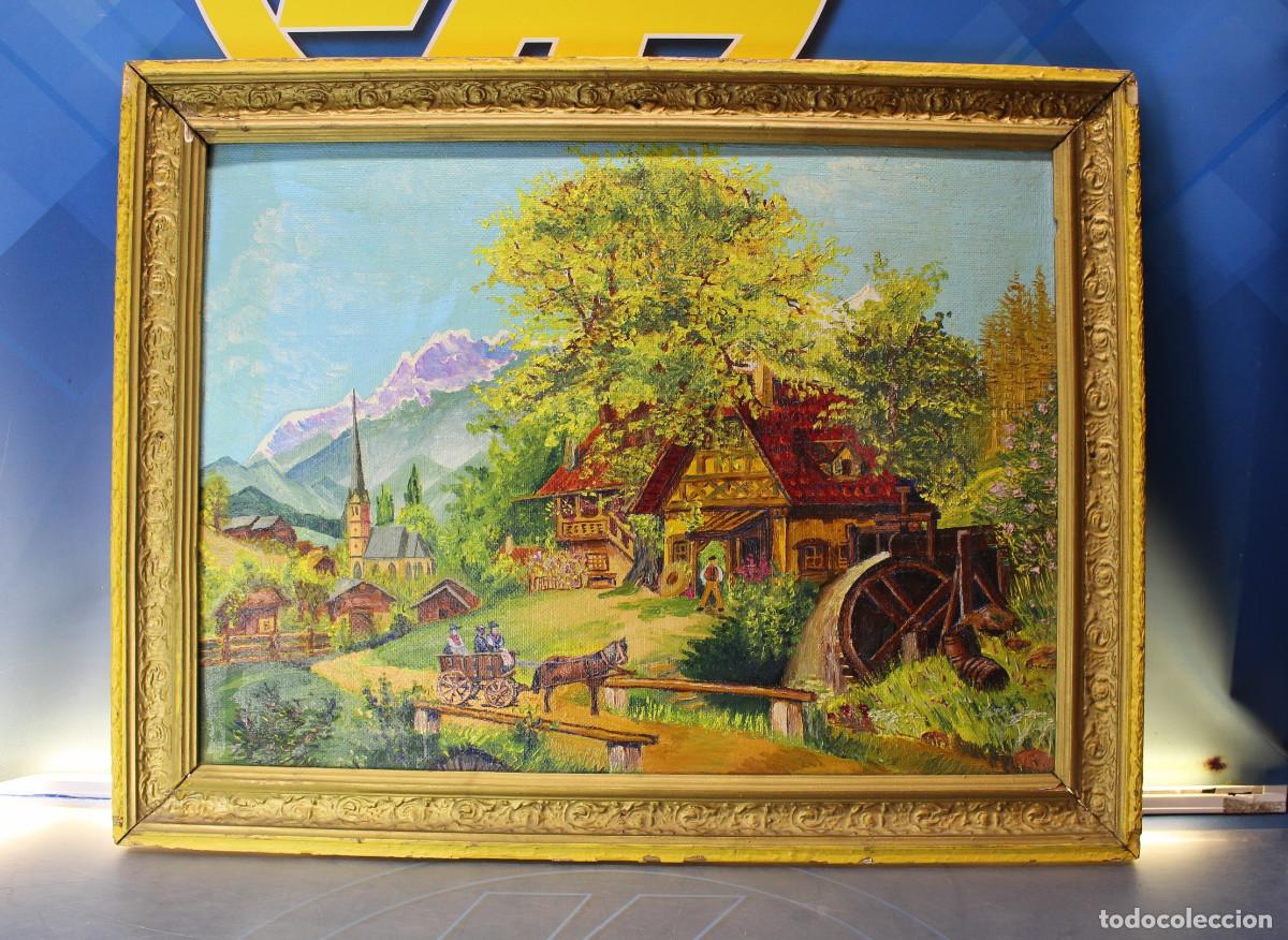 Arte: 12. &Oacute;leo sobre tabla. Pueblo alpino.