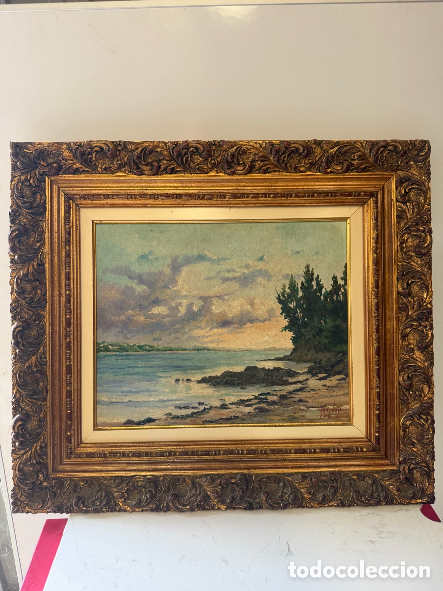 Arte: Precioso paisaje costero firmado por Manuel Guazo