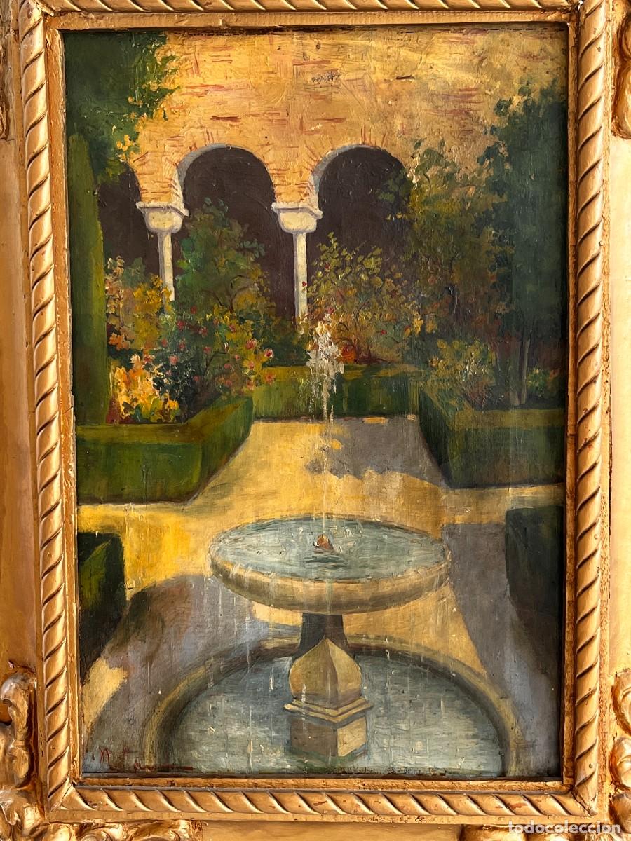Arte: &Oacute;LEO ANTIGUO FIRMADO, VISTA DE LA ALHAMBRA DE GRANADA, PAISAJE GRANADINO, S. XX