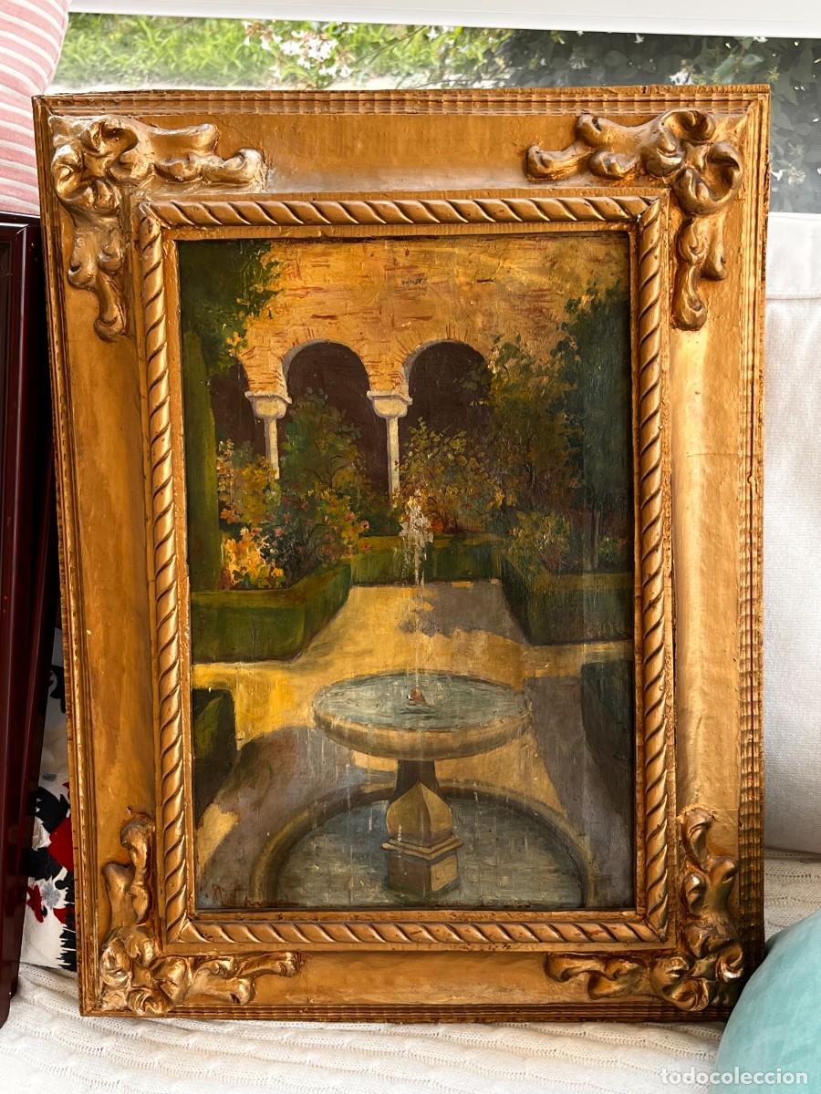 Arte: &Oacute;LEO ANTIGUO FIRMADO, VISTA DE LA ALHAMBRA DE GRANADA, PAISAJE GRANADINO, S. XX