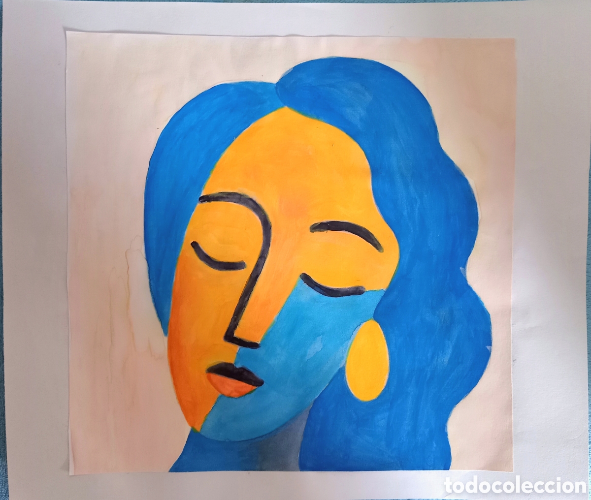Arte: Interpretaci&oacute;n pintura dibujo (t&eacute;cnica mixta) de Matisse (13) acuarela y acr&iacute;lico sobre papel doble