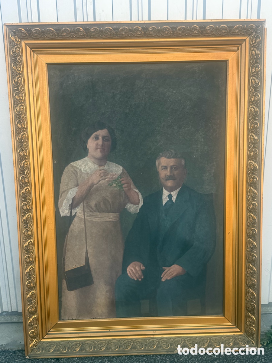 Arte: Retrato antiguo pareja &oacute;leo lienzo